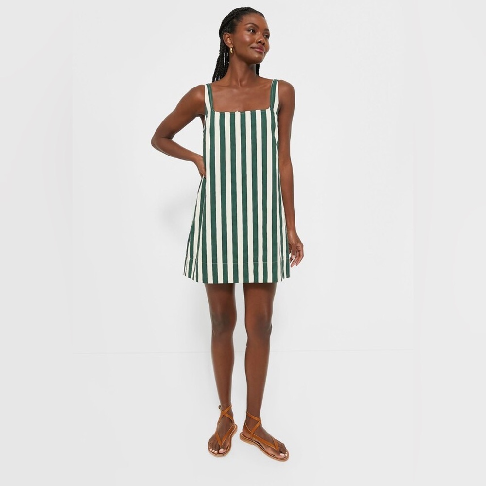 Pomander place by tuckernuck green and white striped Jade mini shift dress